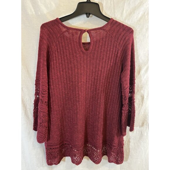 Lauren Conrad Women's Small Maroon Knit Long Sleeve Sweater - Picture 8 of 12
